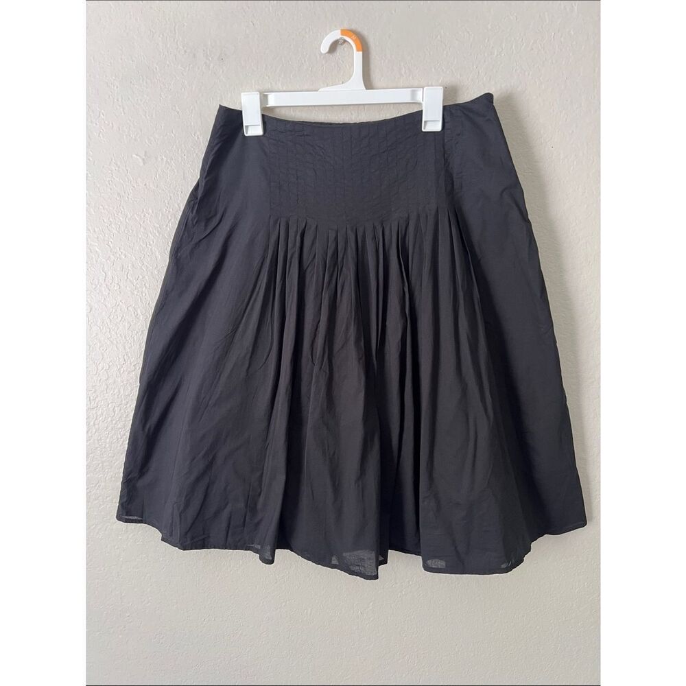 EUC LAPIS 100% Cotton Gathered A-Line Skirt Black in Size XL